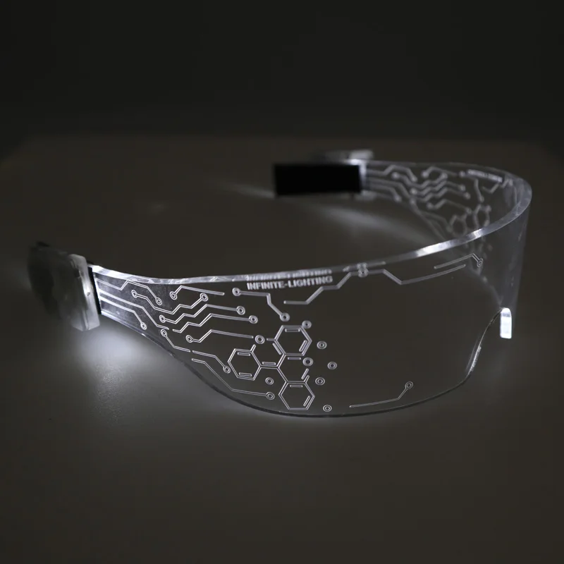 
СВЕТОДИОДНЫЕ светящиеся очки для вечеринки, футуристические электронные очки с козырьком, очки с подсветкой для Хэллоуина, фестиваля 