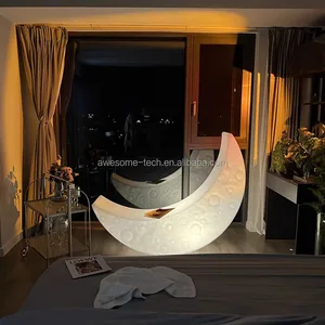 LED Glowing Half-Moon Sofa for Outdoor Garden Lighting Illuminated Bench for Villa Park Hotel & Mall for Christmas Decor