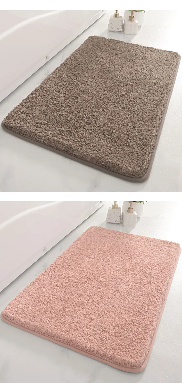   Quality Assurance Non-Slip Quick Drying Bath Mat Rug Soft Comfortable Cake Velvet Mat For Bathroom details