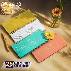 Calendars Spiral Desktop Table Decoration Low MOQ Wholesale Custom Logo OEM PU Leather Paper Journal Office Supplies Undated