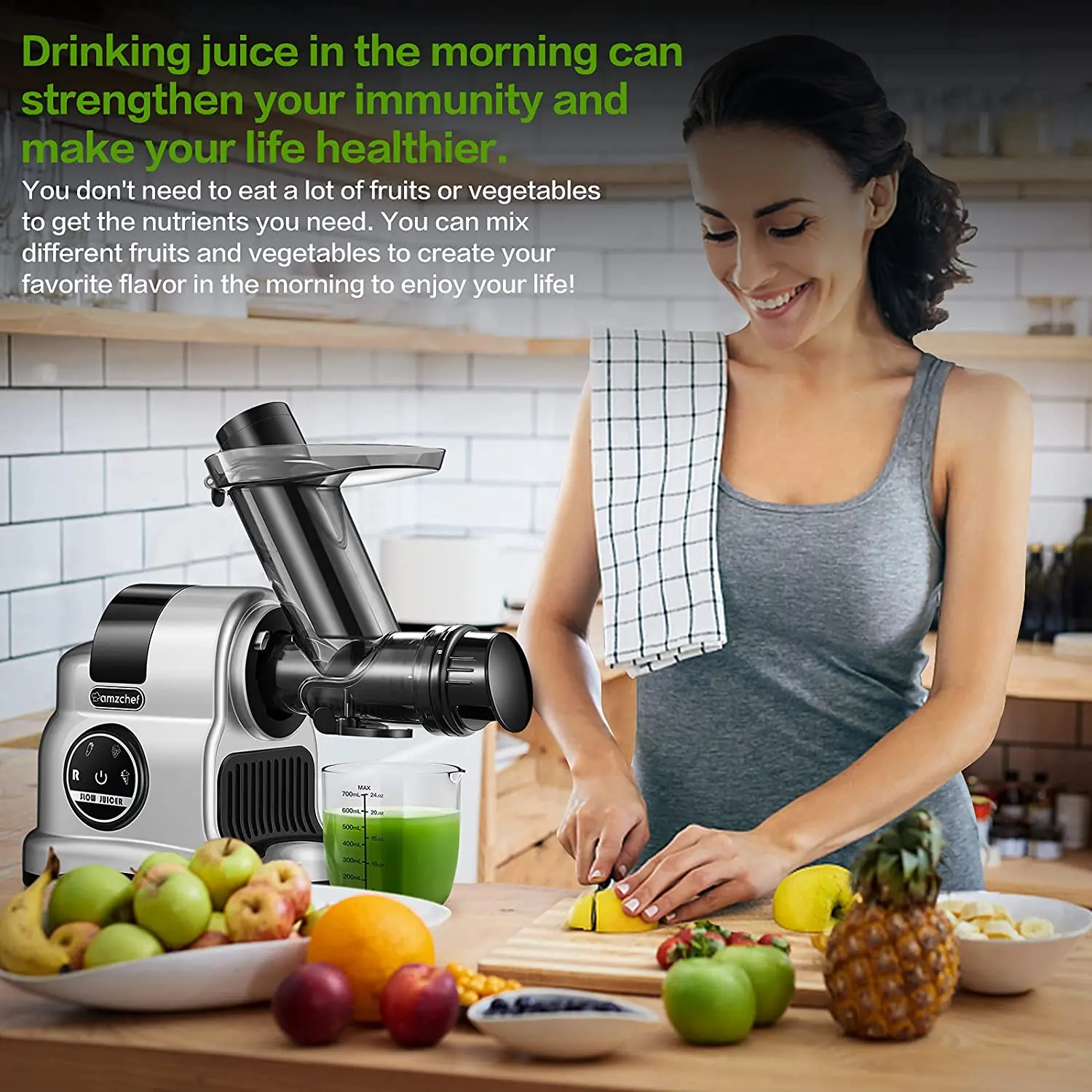 AMZCHEF Italian Slow Juicer Machine for Commercial Use – Electric