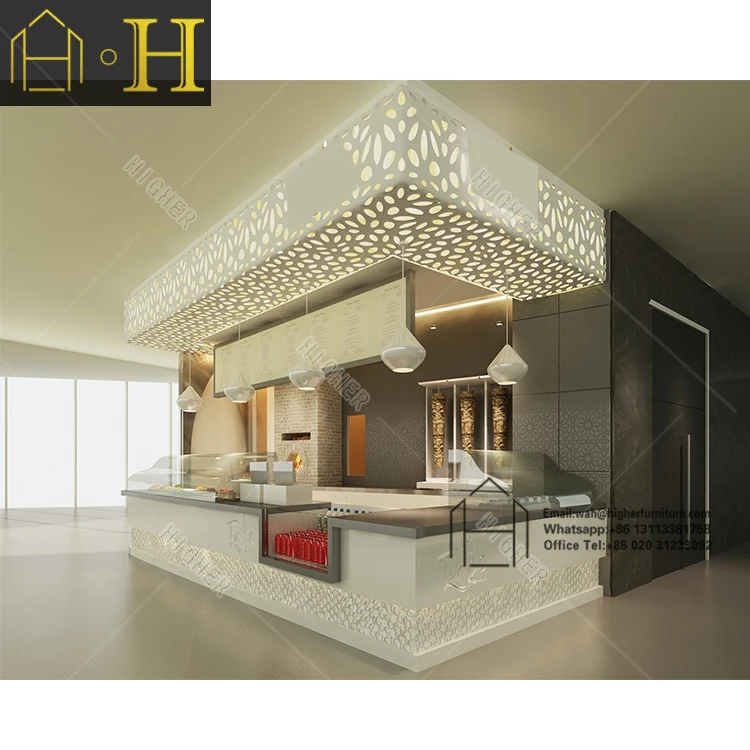 Coffee Shop Counter Design Mall Kiosk Cafe Counter Customized Commercial Coffee Counters Furniture Modern Food