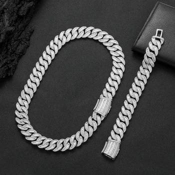 Hot Sale New Style Luxury Hip Hop Necklace Mixed T Square Zircon Miami Cuban Chain Necklace For Men's Hip Hop Fine Jewelry