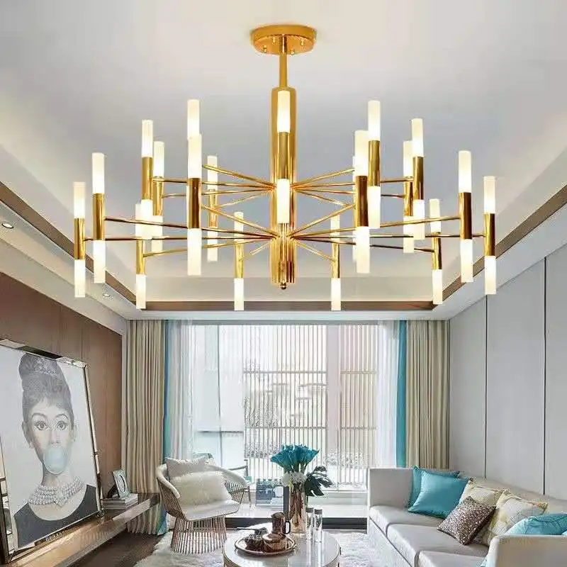JYLIGHTING Post Modern Design Gold Acrylic Tube Pendant Light Led Project Light