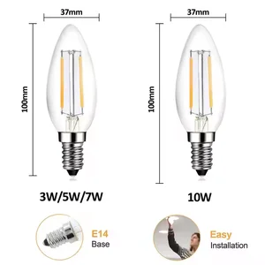Vertak 100V-240V 3000K 4000K 6500K C35 E14 4W Dimmable Led Glass Bulb Ce Standard Suitable for Chandelier