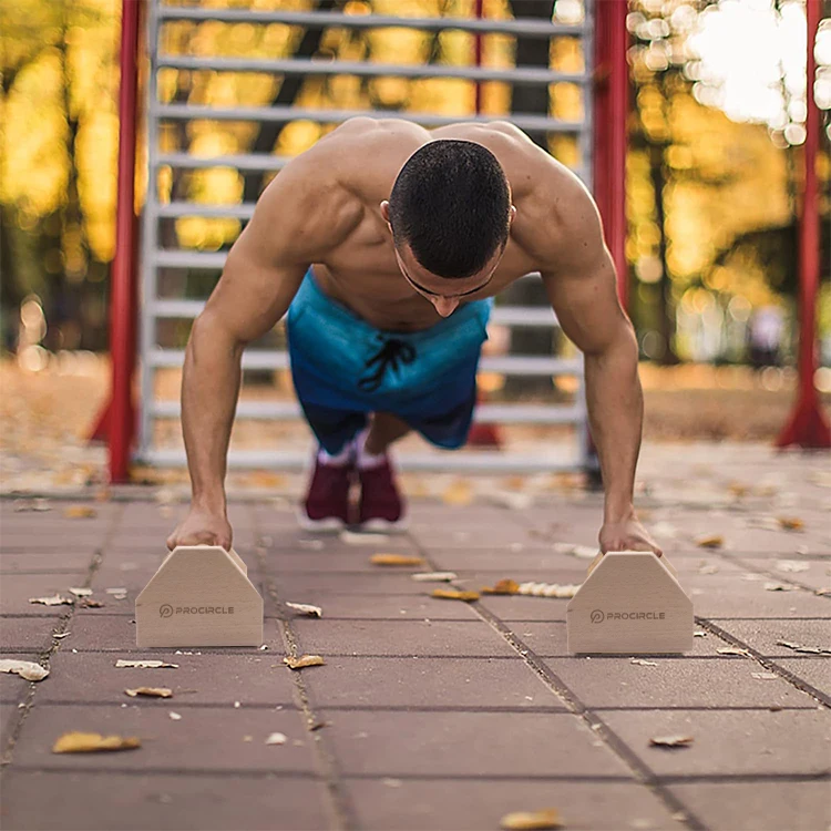 Push Up Calisthenics Stuff WP8001 Solid Wood Parallettes Bars Push