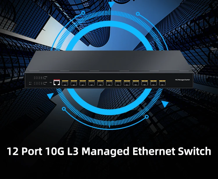 12 Port 10g Sfp+ Switch,L3 Managed 10000mbps Optical Network