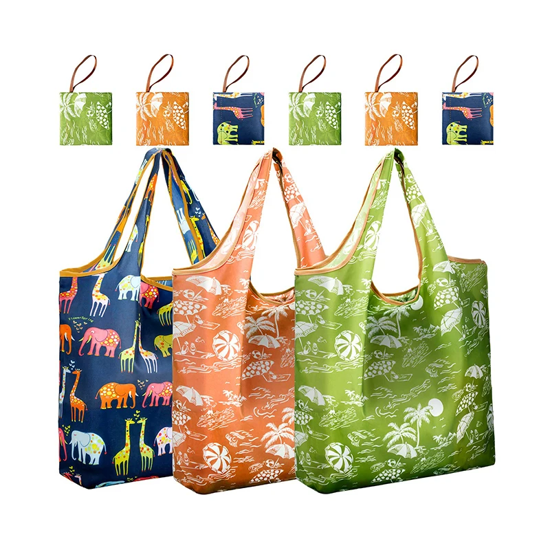 Custom Nylon Foldable Grocery Bags Eco-friendly Ripstop Nylon Pouch ...