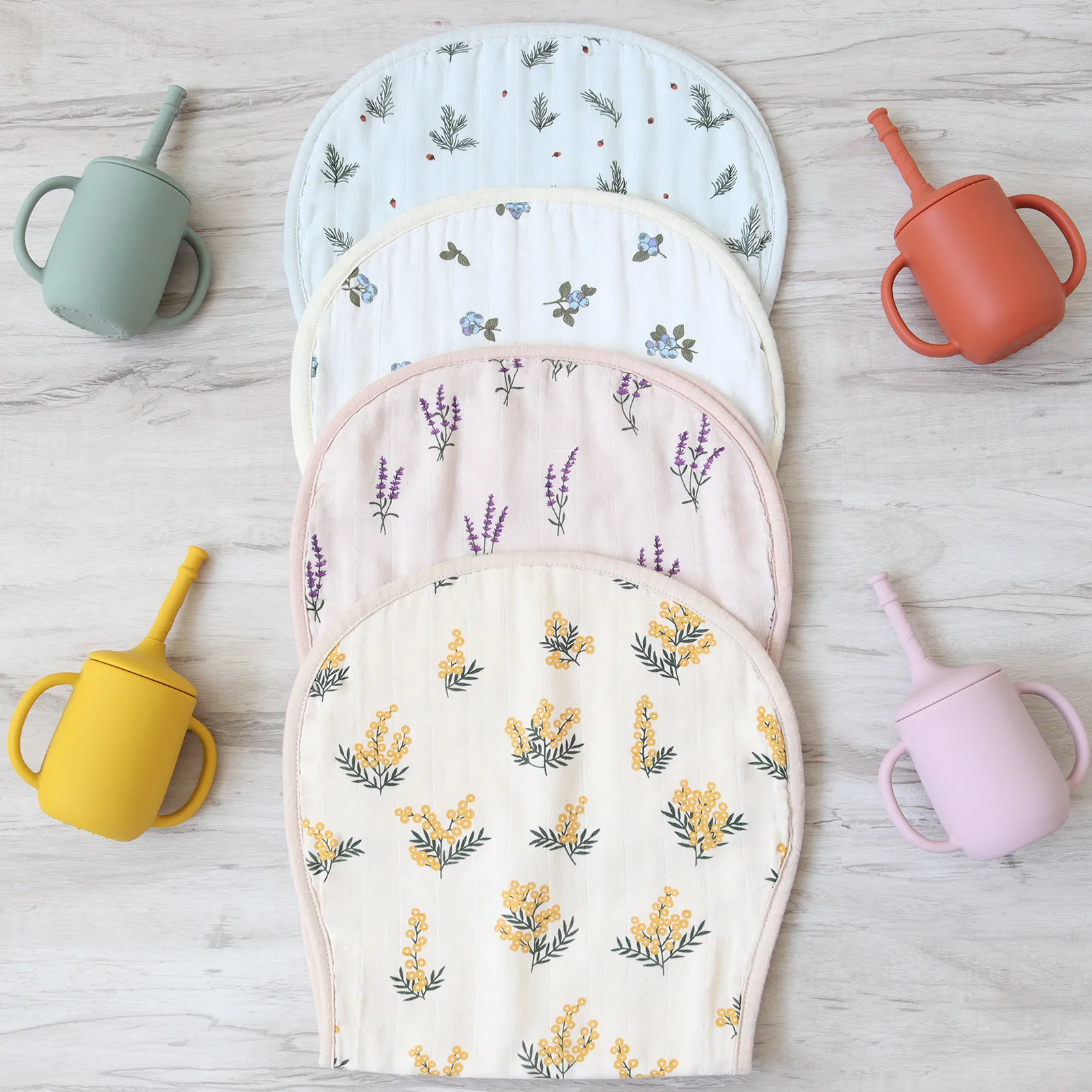 New Design Wholesale 4 Layers Newborn Drool Bib Cloth 100% Organic Cotton Baby Muslin Burp Cloth For Infants factory