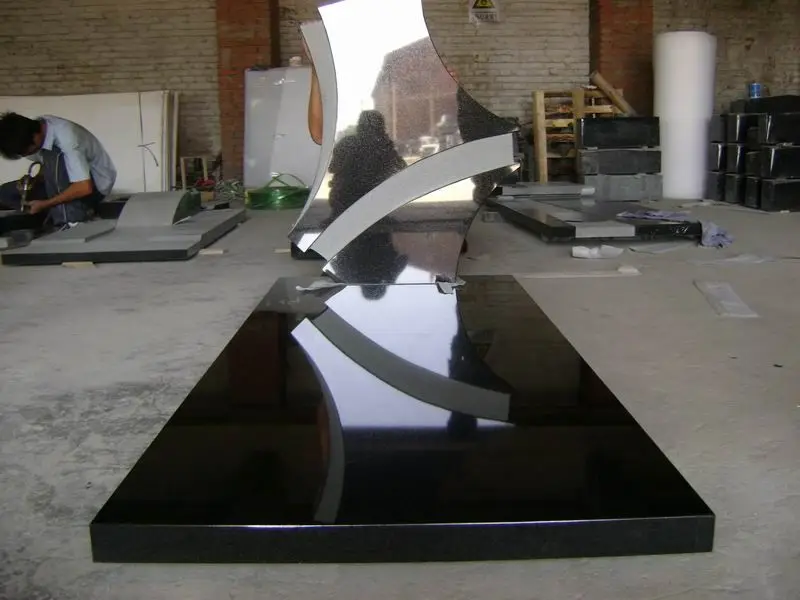 High Polished Degree Black White Granite Tombstone High End Wholesale Tombstone Tiles