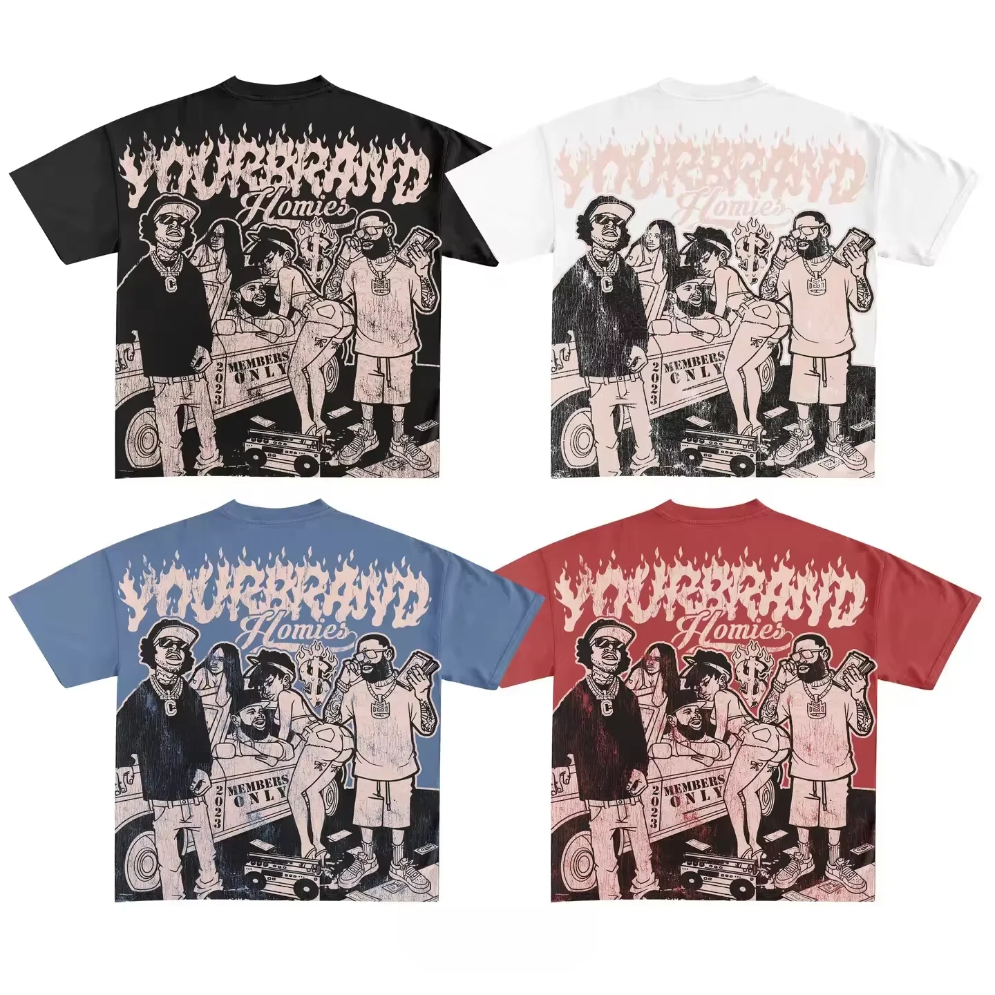 Custom Vintage Screen Print 100% Cotton Distressed Premium Boxy Heavyweigh Oversized Graphic T-shirts for Men gallery 9