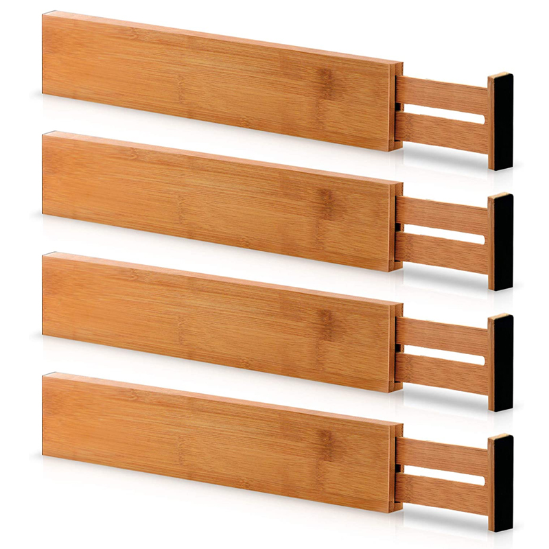 Расширяемая Бамбука разделитель кухня организовать с пружинным регулируется (набор из 4 шт.)