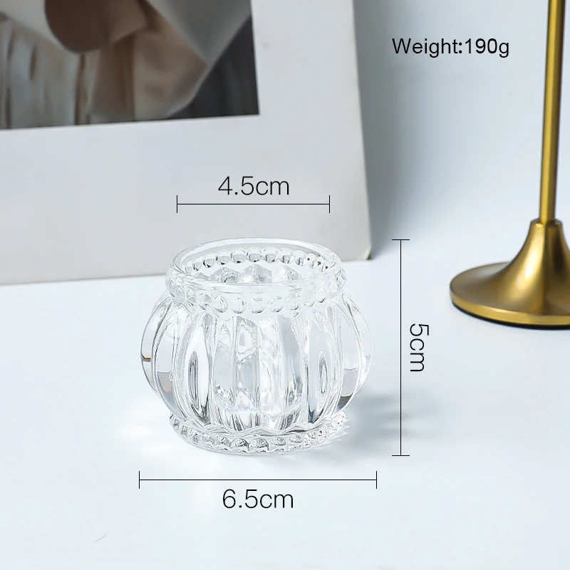 High Quality Romantic Crystal Embossed Clear Votive Glass Tealight Candle Holders for Centerpiece Home Table Decor
