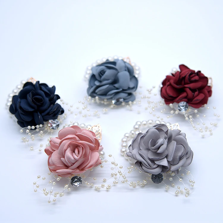 Buy Rose Wrist Corsage Bracelet and Boutonniere Set Rhinestone Ribbon Flower  Wedding Prom Ivory Online at desertcartINDIA