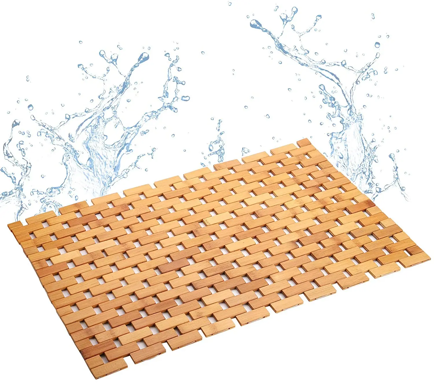 Solid Ecofriendly Natural Bamboo Shower Mat Bathroom Floor Anti Slip