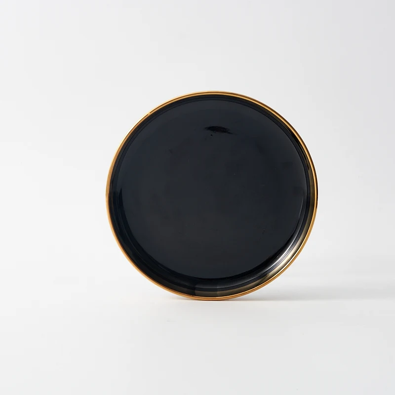 Eco-Friendly Ceramic Dinnerware Sets Golden-Edged Colored Glaze Plate Classic Design Wholesale Porcelain Utensils for Home Use