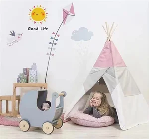 Wooden Baby Walker Kids Multifunctional Toys Wooden Roll Cart Toy Wooden Toddler