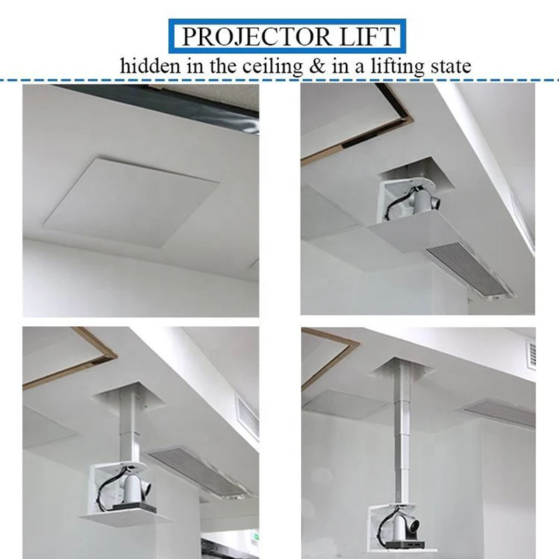JGST Stock Electric Control Height Adjustabletelescoping Motorised Hidden Ceiling Recessed Projector Camera Mount Lift