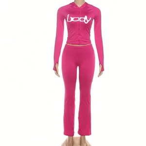 Dropshipping Wholesale Trendy Popular 2026 Women Fall Fashion Hoodie Tracksuit 2 Piece Pants Set