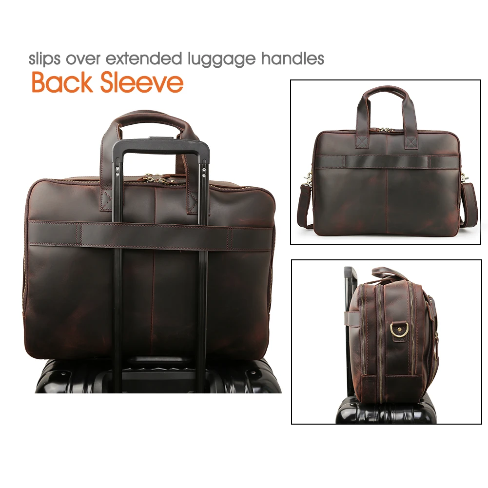 Wholesale Factory Supply Customize Design Vintage Crazy Horse Leather Laptop Genuine Leather Messenger Laptop Briefcase for Men