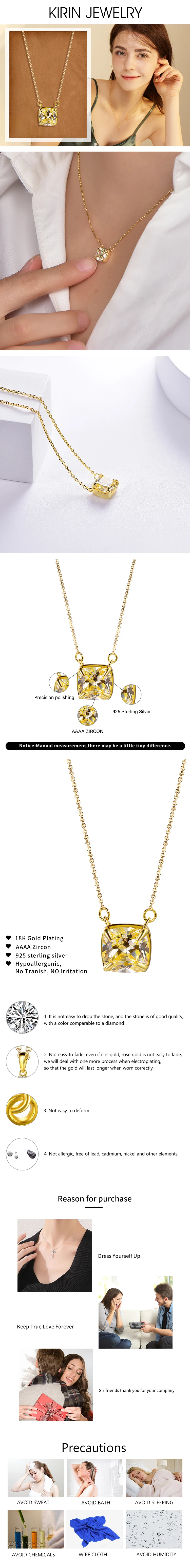 14 k gold jewelry necklace 18k gold chain link necklace yellow stone AAA zircon canary diamond necklace