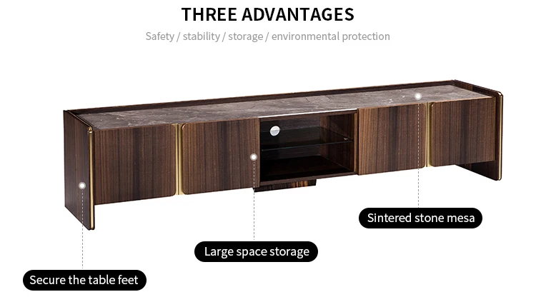 Allure High Quality Mirrored Rattan Wall Mounted Luxury Hidden Media Wooden TV Stand Cabinet Modern Designs