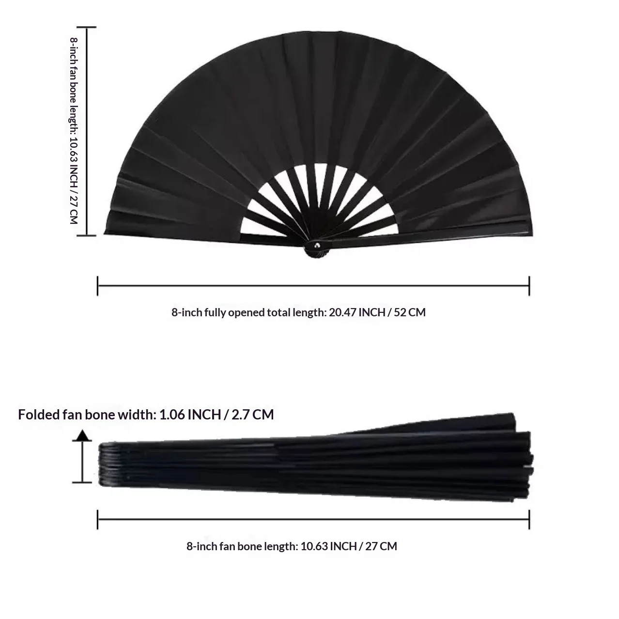 33.3cm Colorful Kung Fu Fan Black Plastic Ribs Tai Chi Martial Arts Performance Fan Cross-Border Fabric Fan for Bestseller preview 3