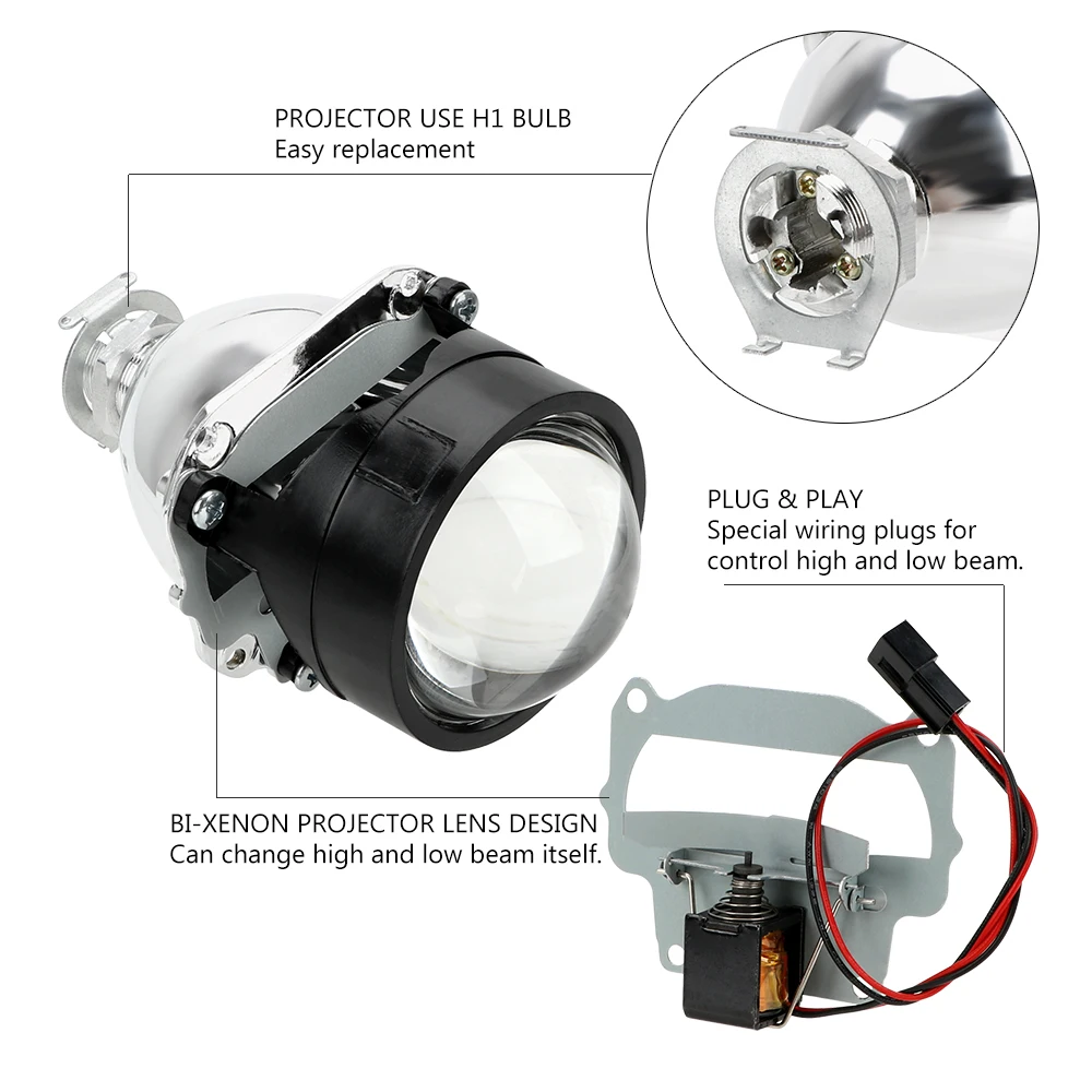 Car Bi Xenon HID Projector Retrofit Headlight Lens Auto Angle Eyes H1 H4 Kit
