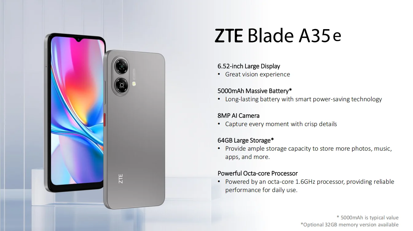 ZTE Blade A35e Smartphone: 6.52