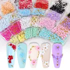 Nail Beads 10g Mix Rose Gold Beads Charms Resin Floral Nail Acrylic Flower Decorations 3d Resin Flowers For Nail Art