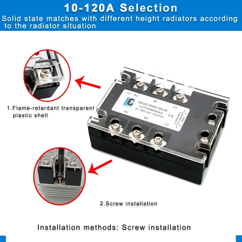 Relé De Tado Sólido Monofásico, 10A, 25A, 40A, 60A, AC AC, CA SSR - Foto 10