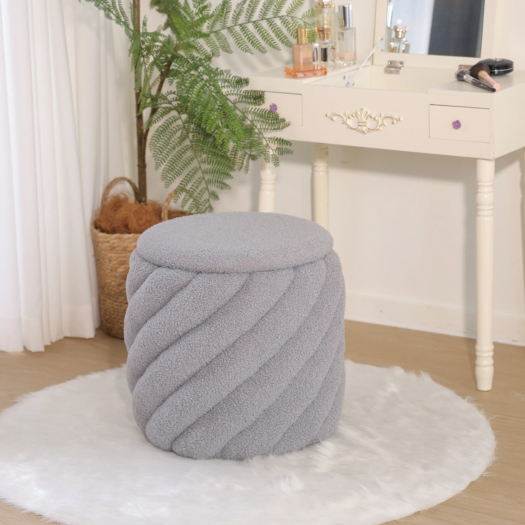 Bedroom Living Room Modern Storage Ottoman Foot Stool Makeup Stool