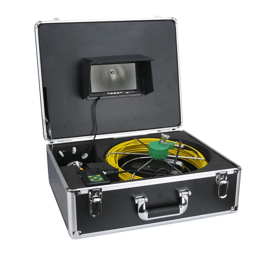 Drain Sewer Pipeline Industrial Endoscope 38 LEDs Rotating Camera 10 inch Monitor Cable,50m Pipe Inspection Video Camera 