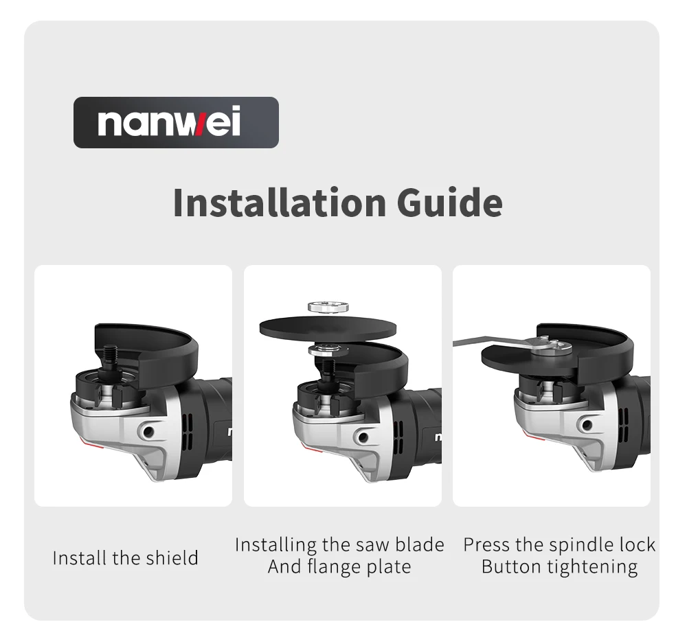 NANWEI 5000-9000 RPM Angle Grinder - Powerful Brushless Motor