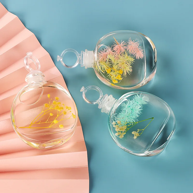 100ml Oblate Transparent Diffuser Glassware With Lid DIY Floating Packaging Bottles
