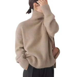 Wholesale New Fashion Women's Loose Slim Turtleneck Thick Hand Woven Knitted Pullover Sweater Casual Pullover Sweater
