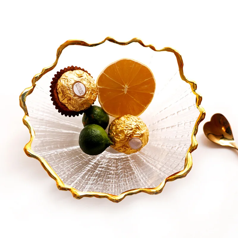 Hammered Irregular Glass Tableware Vegetable Fruit Salad Dessert Household Soup Plate
