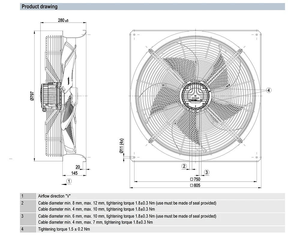 Plug Fan, W3G630-NP04-M1, 630mm, HVAC - detail 4