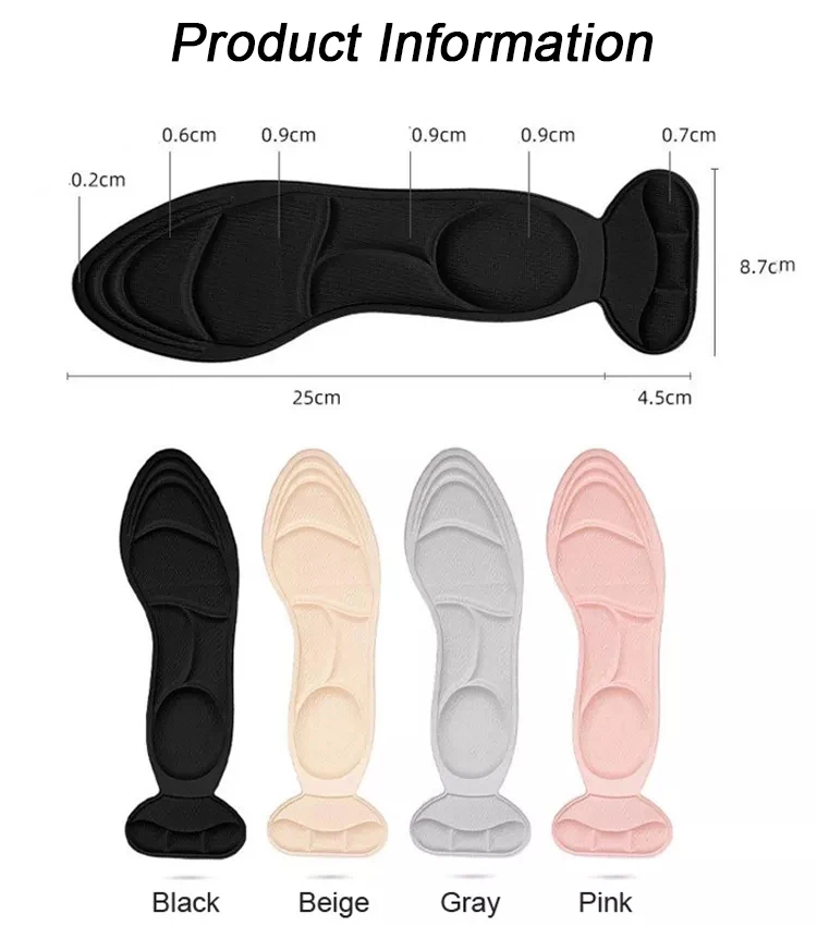 High Quality 5d Massaging Sponge Comfort High Heel Insoles For Foot