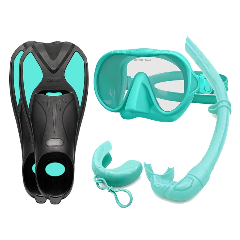 Aloma rammlös fridykningsmask våt snorkel fin set utrustning gratis dykmask snorkling simma flipper wiht gear bag