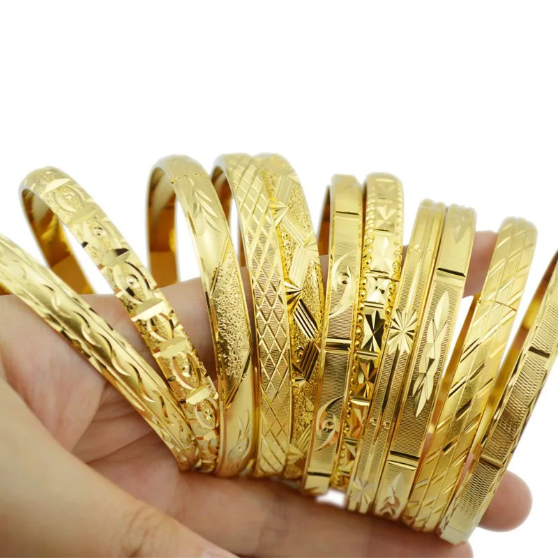 Ethlyn Fashion Dubai Gold Jewelry Gold Color Bangles for Ethiopian Bangles & Bracelets Ethiopian Jewelry Bangles Gift B01