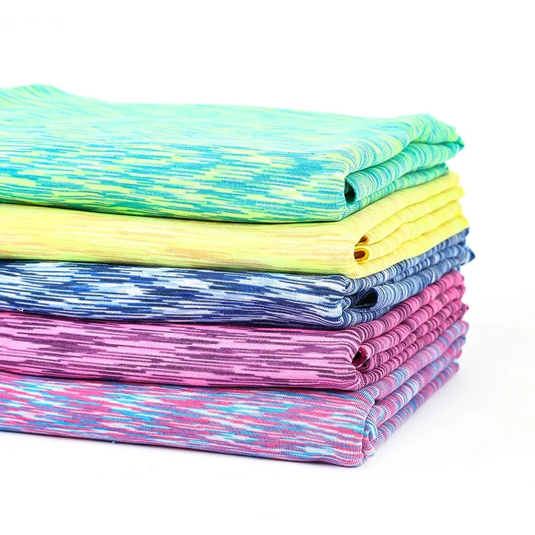 2024 High Quality 96% Polyester 4% Spandex Colorful Weft Knitted Fabric Custom Sportswear Space Dyed
