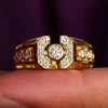 925 silver gold plated lab diamond ring