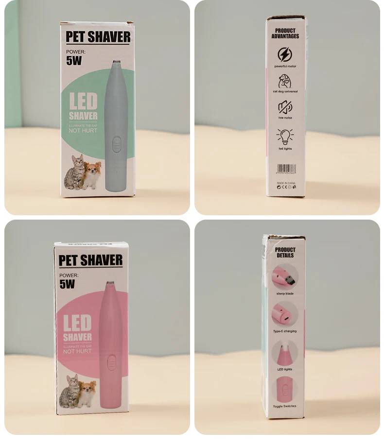 Wholesale New USB Rechargeable Pet Hair Trimmer with LED Light Safe to Use Pet Supplies factory
