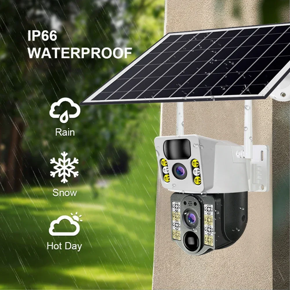 Wifi Solar PIR Ptz Camera with Dual Lens Camera Support Two Way Voice Intercorn