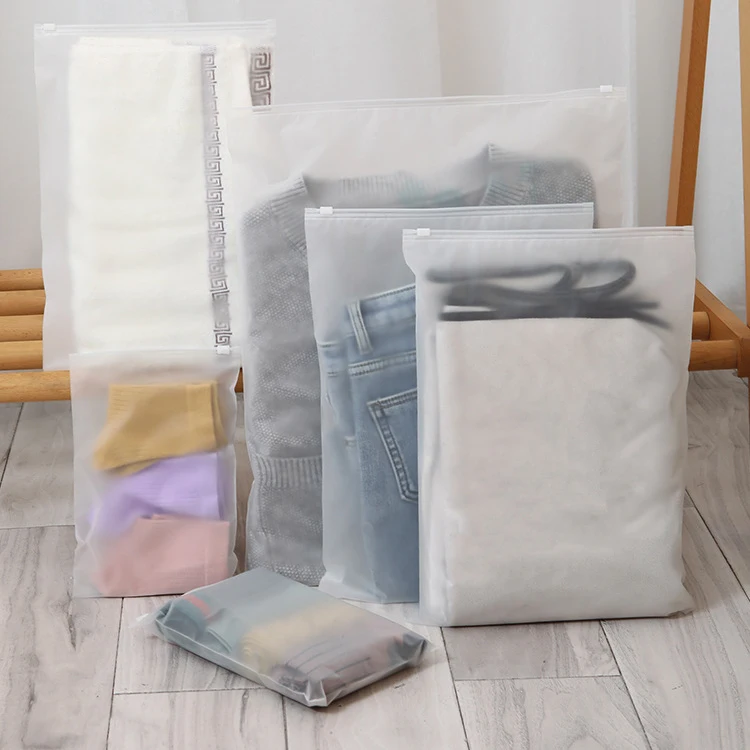 Degradable Custom Printing Plastic Frosted Zipper Bag Clothing Storage bag Packaging Plastic Ziplock Bag manufacture