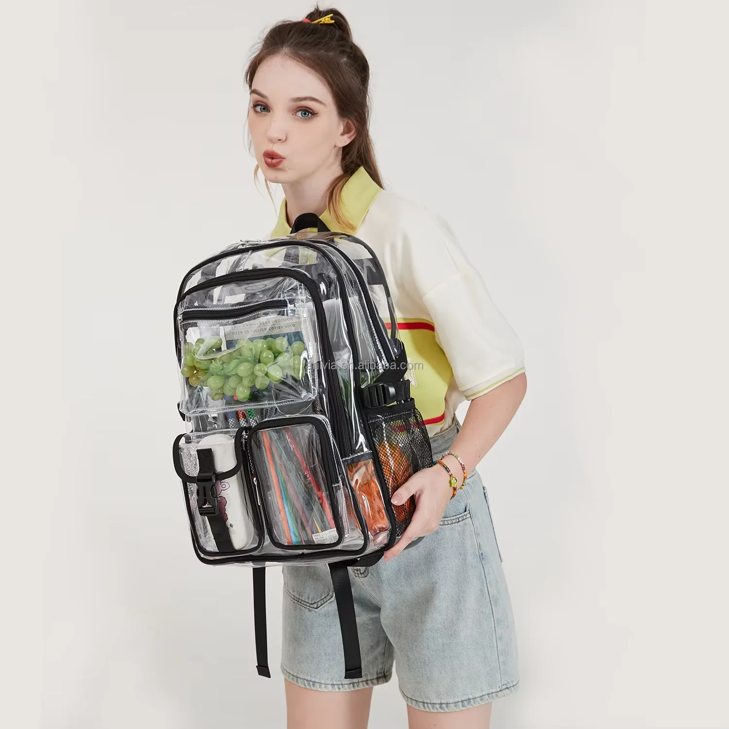 Hotselling Clear Heavy Duty PVC Transparent Cheap Fashion Student Schoolbag Children Backpack Bagpack Kids School Bags