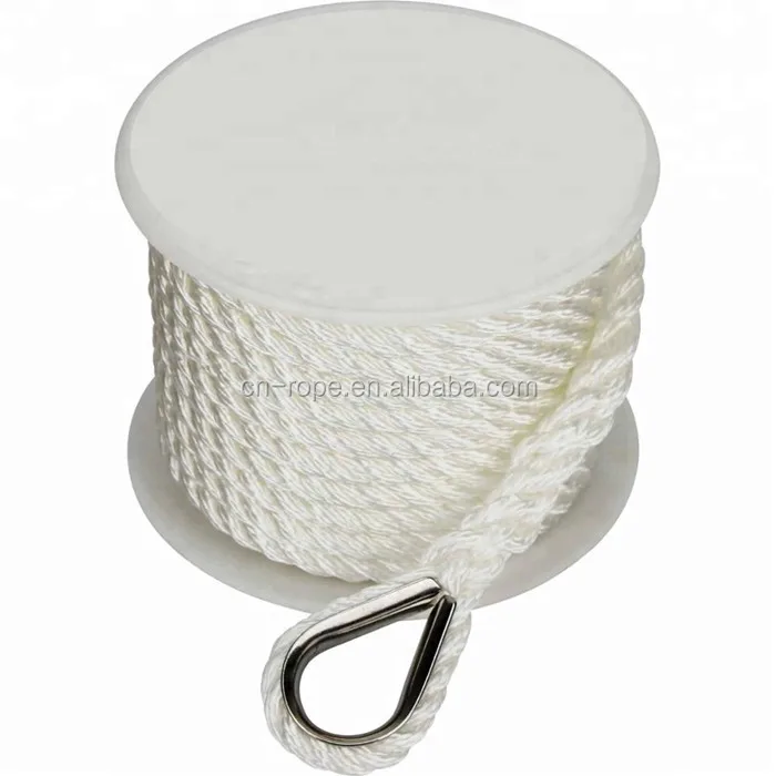 the hot cake strongest 3 strand polyester,nylon, anchor rope mooring rope