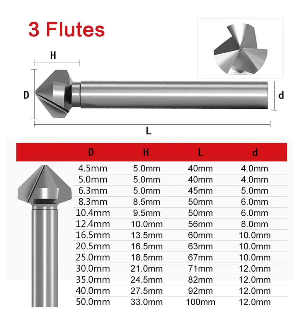 Hss Countersink Drill Bit Chamfering Mill 3f 90 Degree Point Angle ...