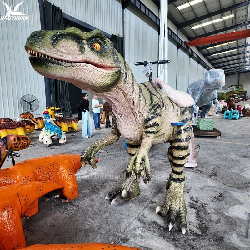 Haichuan New Design Three Wheels Life Size Animatronic Dinosaur Ride Machine for Mall Amusement Park Kids Adults Ride on Dinos